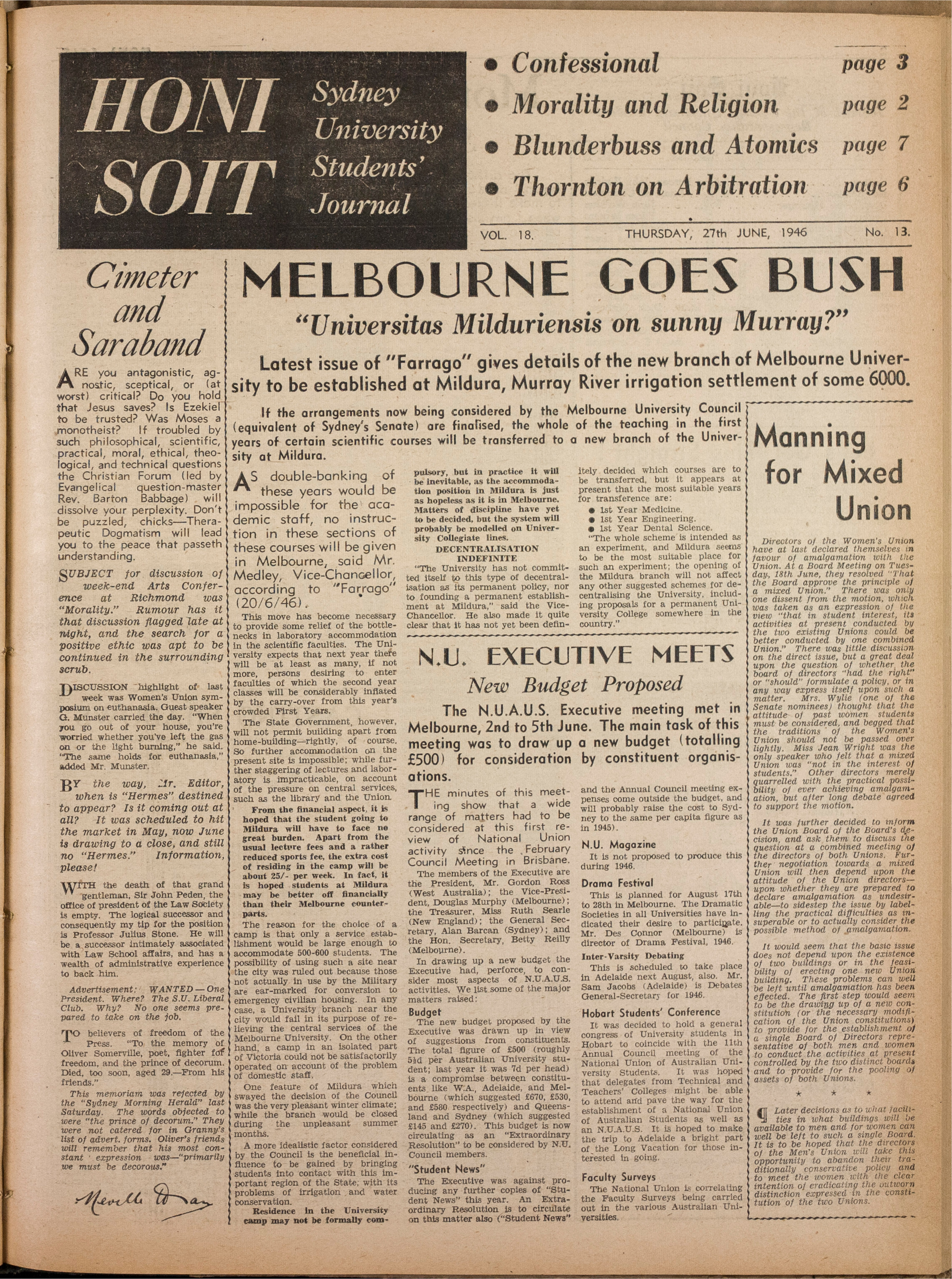 Honi Soit 1946 Issue 13