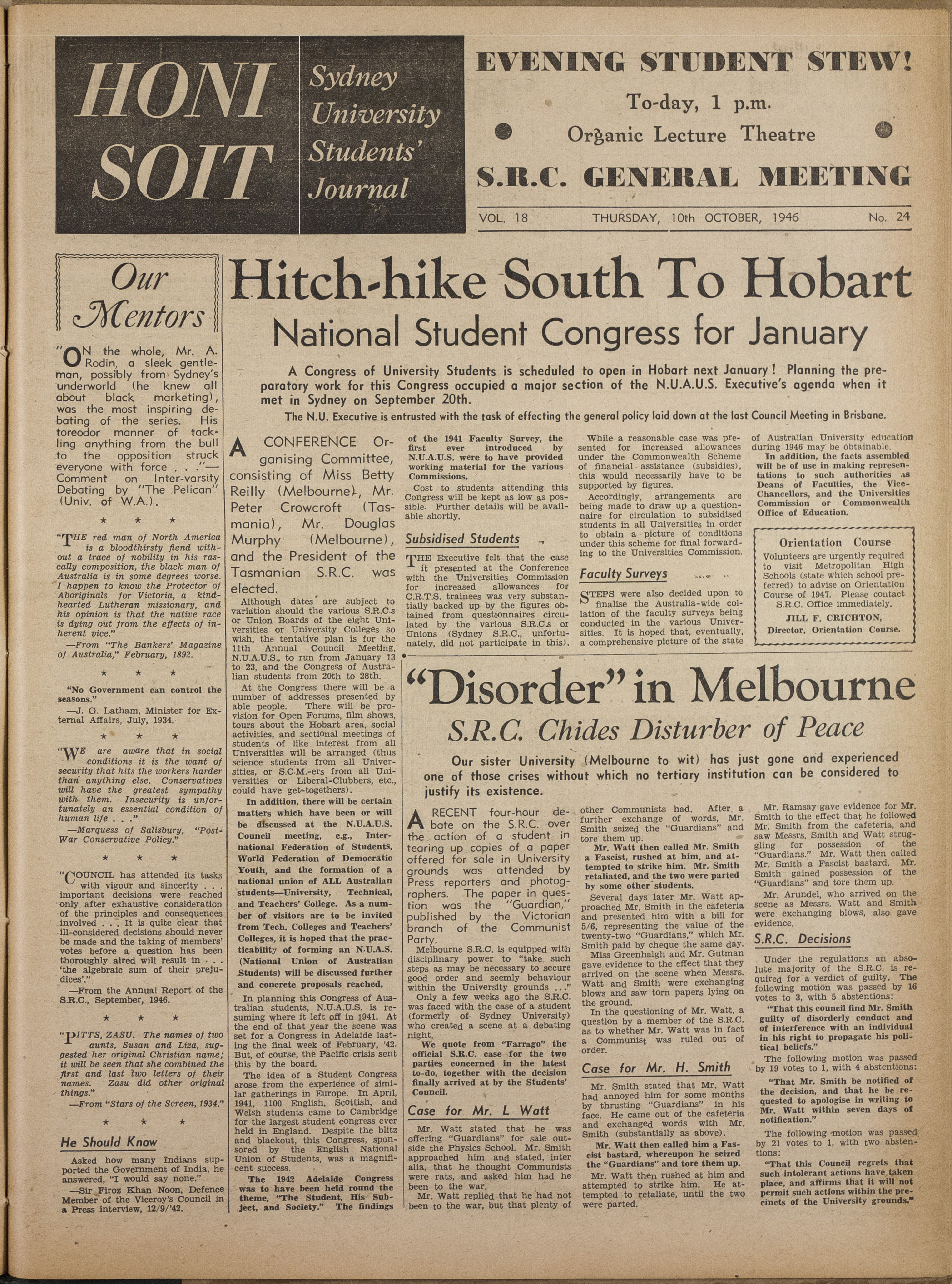 Honi Soit 1946 Issue 24