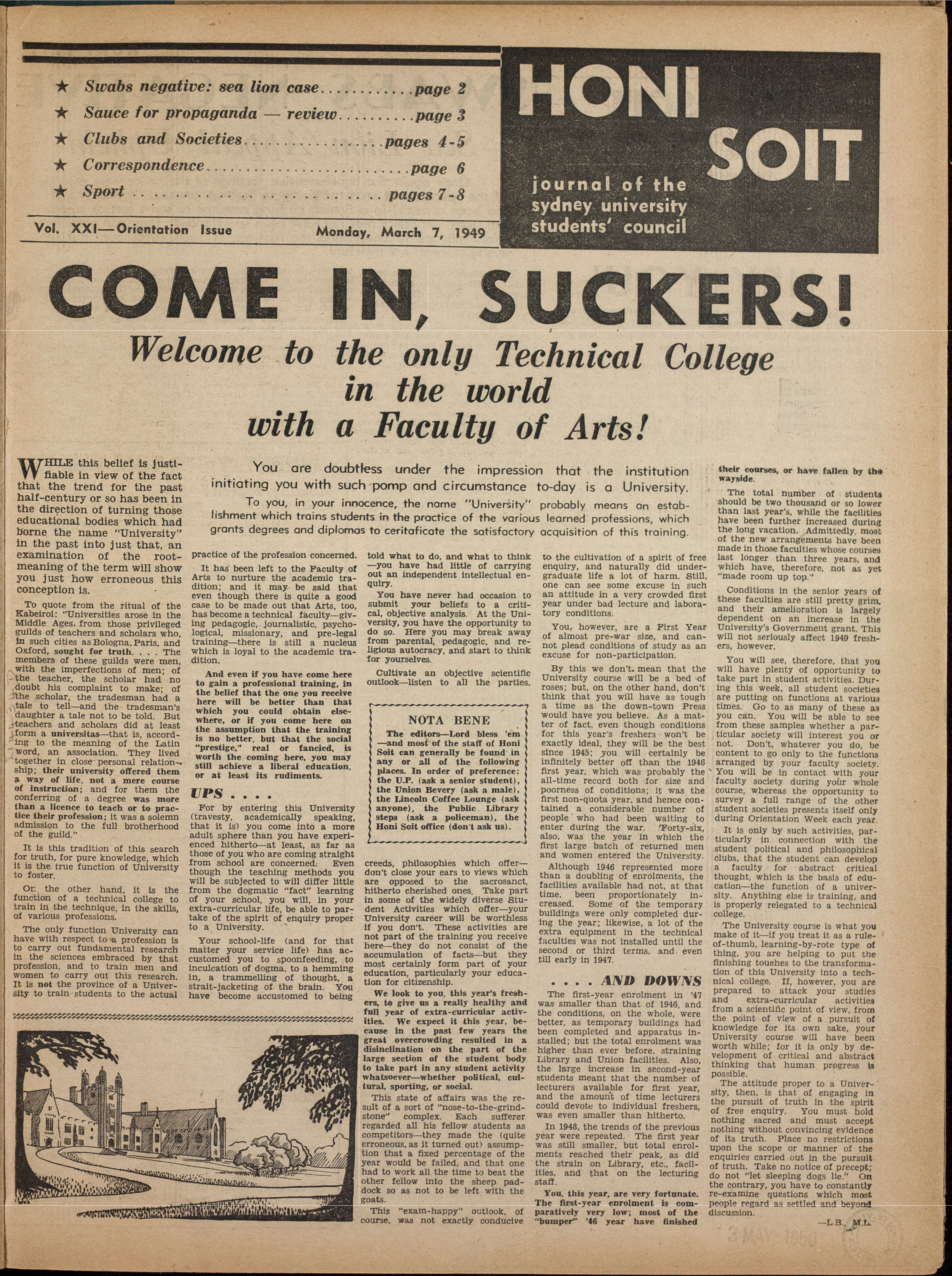 Honi Soit 1949 Issue 01
