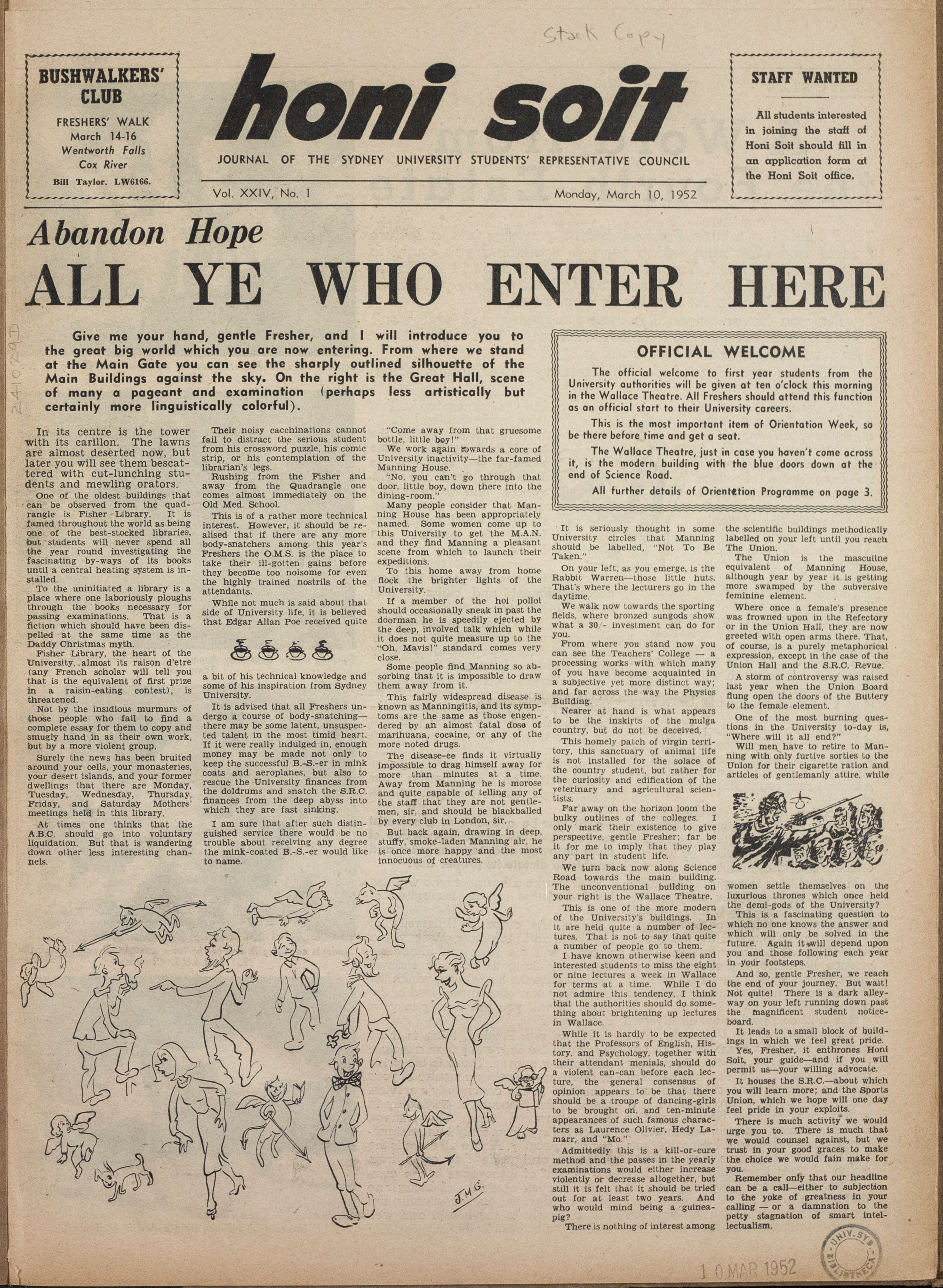 Honi Soit 1952 Issue 01