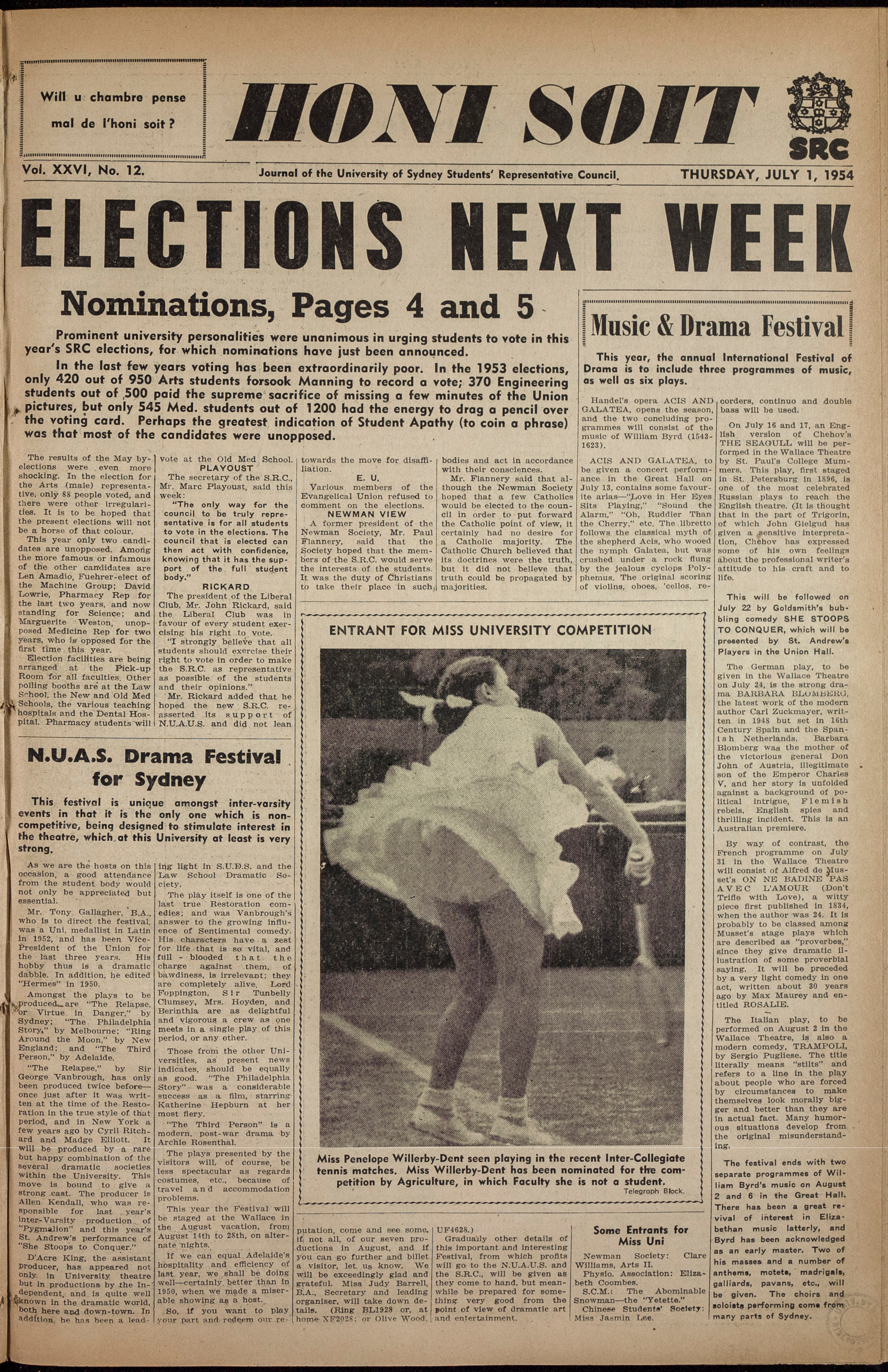 Honi Soit 1954 Issue 12