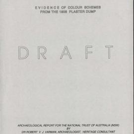 Old Government House. Evidence of Colour Schemes from the 1908 Plaster Dump. Draft. [Parramatta] [Colour version 1 of 1 pdfs]