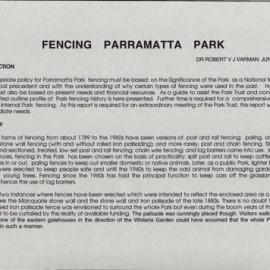 Fencing Parramatta Park. [Colour version 1 of 1 pdfs]