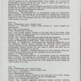 Archaeological Zoning Plan: Phillipsburgh/ Cockpit Historic Site. Part 1 Historical. [Norfolk Island] [Colour version 2 of 3 pdfs]