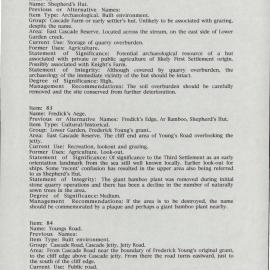 Archaeological Zoning Plan: Phillipsburgh/ Cockpit Historic Site. Part 1 Historical. [Norfolk Island] [Colour version 3 of 3 pdfs]