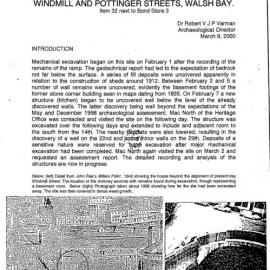 Interim Report. Structures: North-West Corner of Windmill and Pottinger Streets, Walsh Bay. Item 32 Next to Bond Store 3.