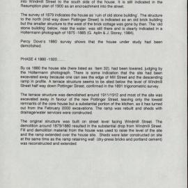 Interim Report. Structures: North-West Corner of Windmill and Pottinger Streets, Walsh Bay. Item 32 Next to Bond Store 3. [Colour version 2 of 4 pdfs]
