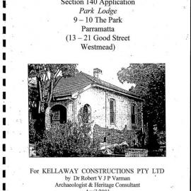 Report in Support of a Section 140 Application. Park Lodge, 9-10 The Park, Parramatta (13-21 Good Street, Westmead).
