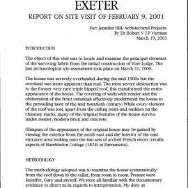 Vine Lodge Exeter. Report on Site Visit of February 9, 2001.