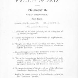 Philosophy II. Greek Philosophy. First paper. Saturday 30th November, 1935.