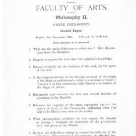 Philosophy II. Greek Philosophy. Second paper. Friday 6th December, 1935.