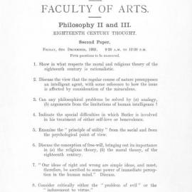 Philosophy II and III 18th Century Thought Second Paper, 1935