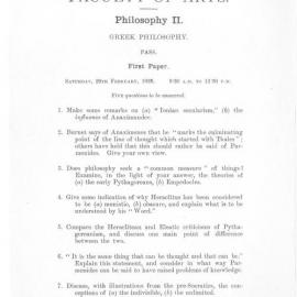 Philosophy II Greek Philosophy First Paper, 1936