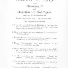 Philosophy II and III Distinction and Honours, 1936