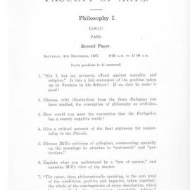 Philosophy I Logic Second Paper, 1937