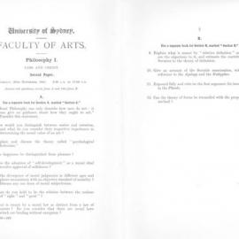 Philosophy I Pass and Credit Second Paper, 1941