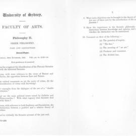 Philosophy II Greek Philosophy Second Paper, 1941