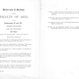 Philosophy II and III Modern Philosophy First Paper, 1943