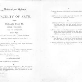 Philosophy II and III Second Paper, 1943