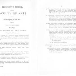 Philosophy II and III Logic First Paper, 1944