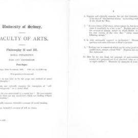 Philosophy II and III Moral Philosophy First Paper, 1944