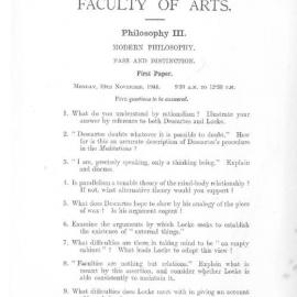 Philosophy III Modern Philosoph First Paper, 1944