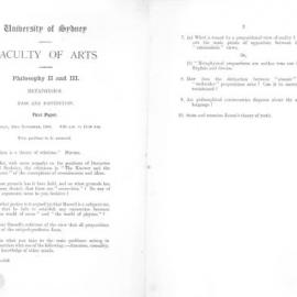 Philosophy II and III Metaphysics First Paper, 1946