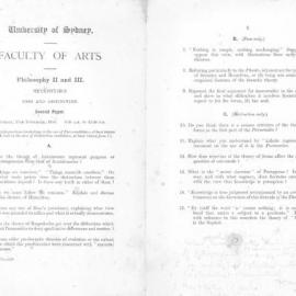 Philosophy II and III Metaphysics Second Paper, 1946