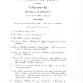 Philosophy III Political Philosophy First Paper, 1946