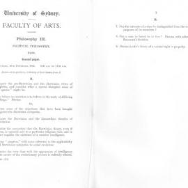Philosophy III Political Philosophy Second Paper, 1946