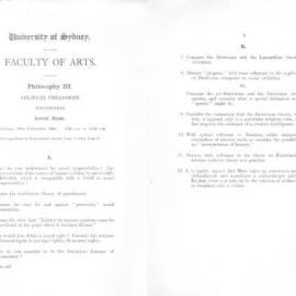 Philosophy III Political Philosophy Second Paper, 1946