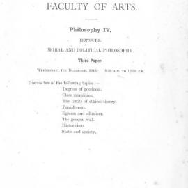 Philosophy IV Honours Moral and Political Philosophy Third Paper, 1946