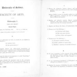 Philosophy I Pass and Credit Second Paper, 1947