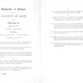 Philosophy II Metaphysics First Paper, 1947