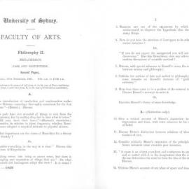 Philosophy II Metaphysics Second Paper, 1947