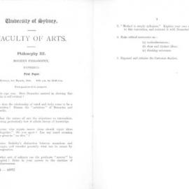 Philosophy III Modern Philosophy First Paper, 1948