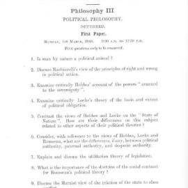 Philosophy III Political Philosophy First Paper, 1948