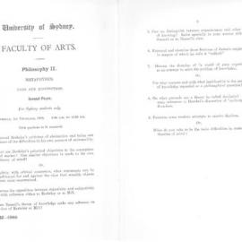 Philosophy II Metaphysics Second Paper, 1949