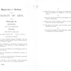 Philosophy II Metaphysics First Paper, 1949