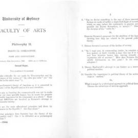 Philosophy II and III Political Philosophy Second Paper, 1949