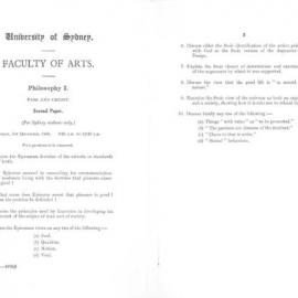 Philosophy I Second Paper, 1950