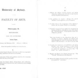 Philosophy II Metaphysics Second Paper, 1950