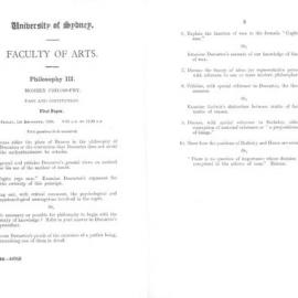 Philosophy III Modern Philosophy First Paper, 1950