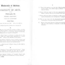 Philosophy III Modern Philosophy Second Paper, 1950