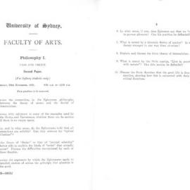 Philosophy I Second Paper, 1951