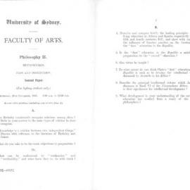 Philosophy II Metaphysics Second Paper, 1951