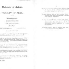 Philosophy III Modern Philosophy First Paper, 1951
