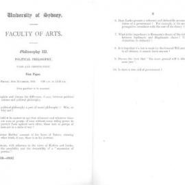 Philosophy III Political Philosophy First Paper, 1951