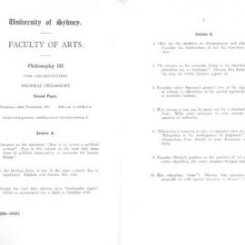 Philosophy III Political Philosophy Second Paper, 1951