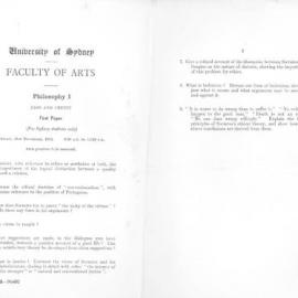 Philosophy I First Paper Usyd students, 1952